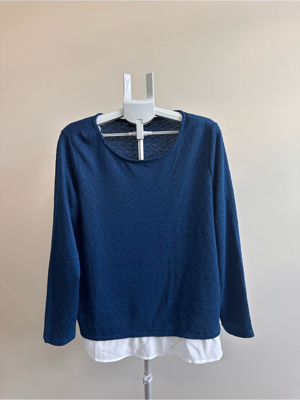 Navy Layered-Look Long Sleeve Top by